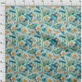 thumbnail image 3 of oneOone Cotton Silk Teal Blue Fabric Stripe|Triangle & Daisy Floral Dress Material Fabric Print Fabric By The Yard 42 Inch Wide, 3 of 4