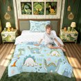 thumbnail image 2 of meiyoeat Cartoon Dino Twin Comforter Sets for Kids, Tropical Spinosaurus Wildlife Bedding Set, Sky Blue, Reversible, 2pcs, 1 Comforter and 1 Pillowcase, 2 of 6