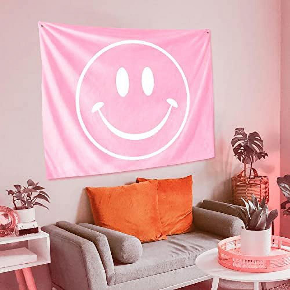Trippy smiley face tapestry hotsell