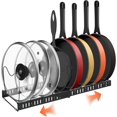 thumbnail image 1 of shiyou-Pots and Pans Organizer Rack for Cabinet and Countertop Expandable Pot Lid Kitchen Cabinet Organizer Holder with 10 Adjustable Compartment, for Cutting Board, Cast-Iron Pan, Heavy Cookware, 1 of 4