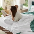 thumbnail image 4 of 100% Cotton Percale Sheets Queen Size, Queen Sheet Set with Deep Pocket Up to 16 Inches, Breathable & Crirsp Soft, Bedsheet & Pillowcase Sets, 4 Pieces, White, 4 of 7