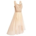 thumbnail image 2 of IBTOM CASTLE Women Sleeveless Sequin Elegant Lyrical Dance Long Dress Ballet Flowy Chiffon Mesh Tulle Skirt Dance Wear L Champagne, 2 of 8