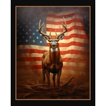 Standing Proud Buck Panel Cotton Fabric