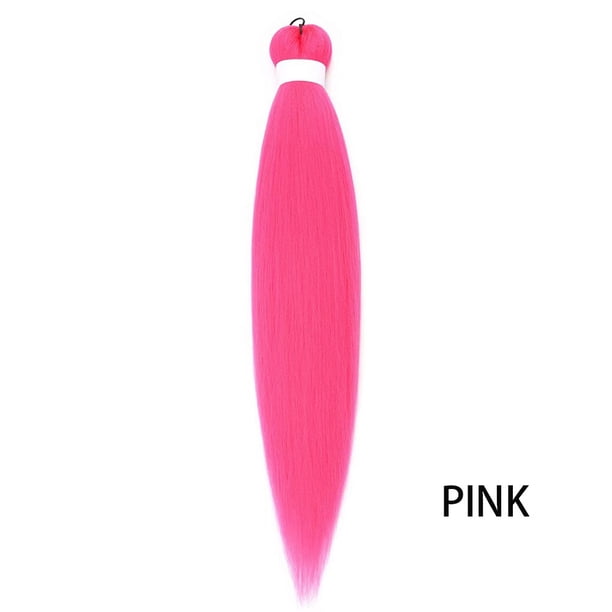 XmhyTop-A Extensiones de cabello preestirado para trenzas, 3 piezas de 66 cm, trenzas de ganchillo sintéticas con textura, ajuste en agua caliente, trenzas suaves, largas y rectas, color rosa