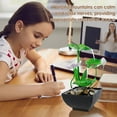 thumbnail image 4 of Dsseng Tabletop Fountain 3-Tier Lotus Indoor Waterfall Fountain Desk Fountain Relaxation Home Decor Including Lots of Rocks and Soothing Sound Machine, 4 of 10