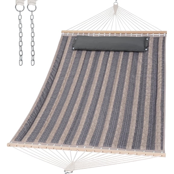 Hammock 2 Person Heavy Duty, Double Hammocks for Trees, 2 Person Hammock with Spreader Bar, Green&Beige