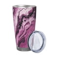 thumbnail image 2 of 20oz Car Cup Three-Piece Set Of Single Silver Edge No Smell Easy To Carry Heat Preservation For Daily Car Sports Travel Darkmagenta Marble_1, 2 of 8