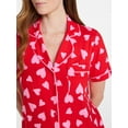 thumbnail image 4 of Joyspun Women's Dreamy Soft Collection Notch Knit Top and Capri Pants Valentine's Day Valentine's Day Pajama Set, 2-Piece, Sizes XS-3X, 4 of 5