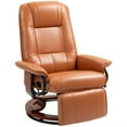 thumbnail image 3 of Demi Bonn 39" Faux Leather Swivel Recliner with Footrest and Armrest, Wooden Base, Comfortable Chair for Living Room, Brown, 3 of 11