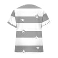 thumbnail image 5 of Nmnitkp Women's Tops, Tees & Blouses Star Striped Print V-Neck Roll Cuff Short Sleeve T-Shirt, Loose Fit Casual Summer Tops for Daily Wear Gray,L, 5 of 6