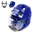 thumbnail image 1 of Casco de entrenamiento para tutoría de taekwondo y karate con protector facial, color azul, 1 of 6
