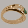 thumbnail image 3 of LBG British Made 14k Rose Gold Natural Emerald & Diamond Womens Band Ring - 33 size options - Size 12, 3 of 7