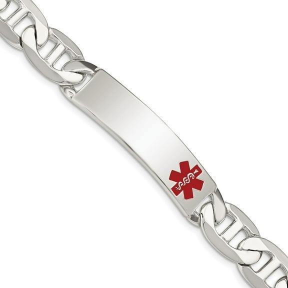 Auriga Fine Jewelry 925 Sterling Silver Anchor Link Id Bracelet 8.5 inch for Women(L- 8.5inch, W- 12mm)