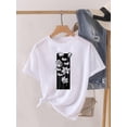 thumbnail image 2 of Camiseta estampada de manga corta para mujer, ropa con estampado de flores dulces de los años 90, Top para mujer, camiseta para mujer, ropa con cuello redondo, 2 of 5