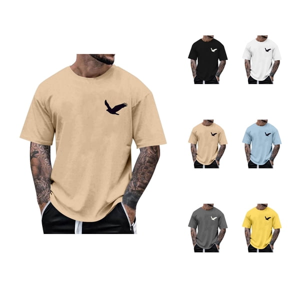 T Shirts for Men 2026 Summer Casual Short Sleeve Crewneck Flying Bird Graphic Tees Streetwear