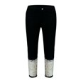 thumbnail image 4 of QURATI Women's Light Wash Denim with Lace Cuffs | Slim Fit Cropped Jeans Womens Bottoms Black L, 4 of 7
