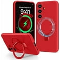 thumbnail image 1 of KOMI for Galaxy S25 Case with Stand, Slim Liquid Silicone Phone Cases for Samsung Galaxy S25 Compatible with MagSafe, Full Camera Protection Magnetic Kickstand Case for Samsung S25, Red, 1 of 5