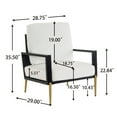 thumbnail image 6 of Accent Chair, Armchair with Gold Metal Legs & Rubberwood Frame, Wide Armrest Minimalist Lounge Chair with Pillow Back, Single Sofa Chair for Living Room&Balcony, White, 6 of 9