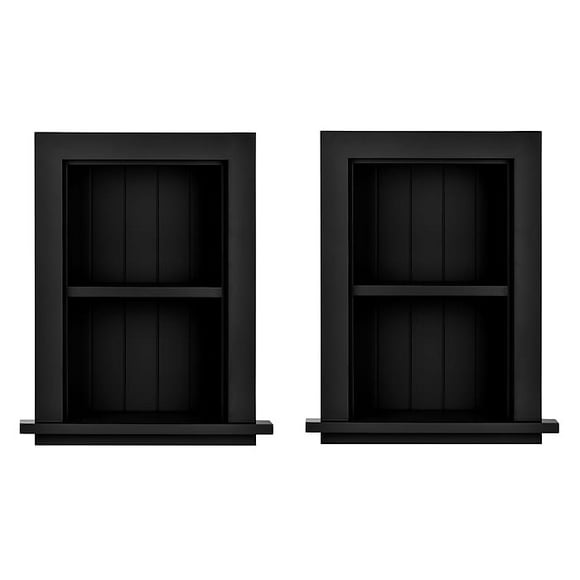 AdirHome Tablette Encastrée de Salle de Bain en Bois de 12,75 Po L dans Armoire Murale, Noire, Lot de 2