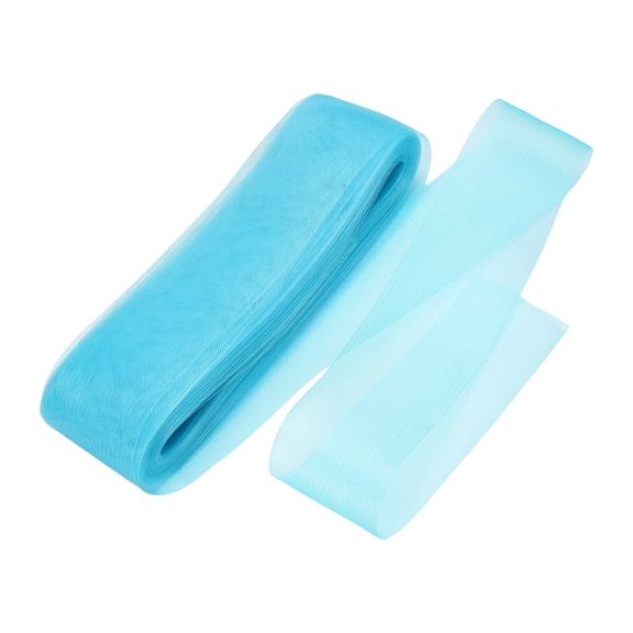 Uxcell Stiff Horsehair Braid 50 Yards 3 Inch Soft Horsehair Trim for Polyester Boning Sewing Wedding Dress Dance Gown Shaping Trimming, Dark Sky Blue