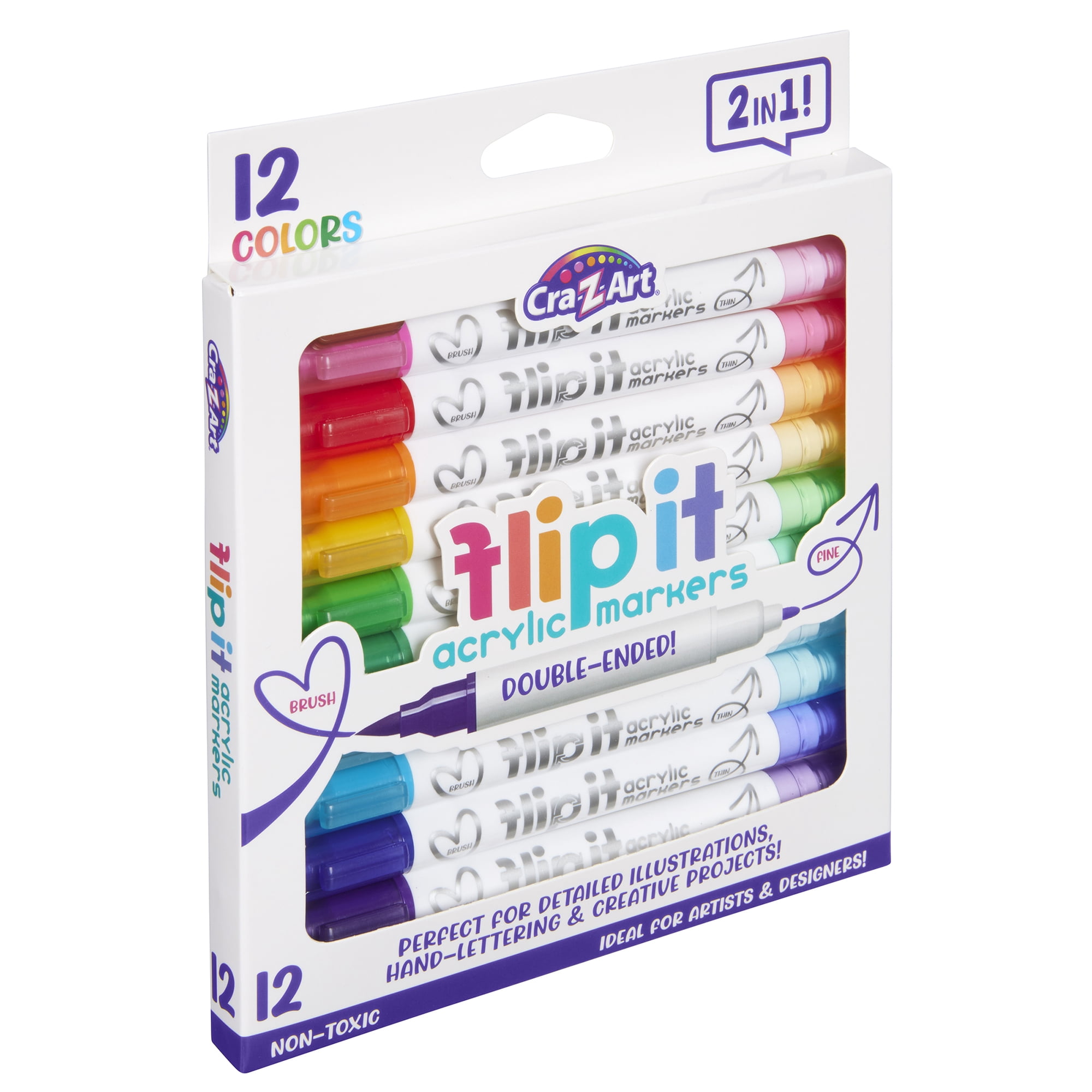 Cra-Z-Art 12ct Flip it Acrylic Double Ended Marker (Brush/Fine)