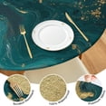 thumbnail image 4 of Teal Gold Marble Pattern Round Fitted Tablecloth with Elastic Edge,Dining Table Cover Waterproof,Outdoor Round Tablecloth for Camping,Dining,Indoor and Outdoor, 4 of 7