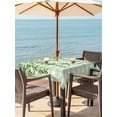 thumbnail image 3 of Outdoor Tablecloth with Umbrella Hole for Patio/Picnic/Party/Camping, Spring Plants Waterproof Table Cloth Square Cover Washable, Watercolor Birds Leaves Flowers Green Plaid (54"x 54"), 3 of 8