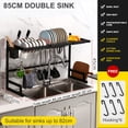 thumbnail image 2 of 2 Tier Over The Sink Dish Drying Rack Kitchen Sink Organizer Drain Rack Stand Shelf Stainless Steel Counter Organization and Storage (Black 33.4 Inch), 2 of 11