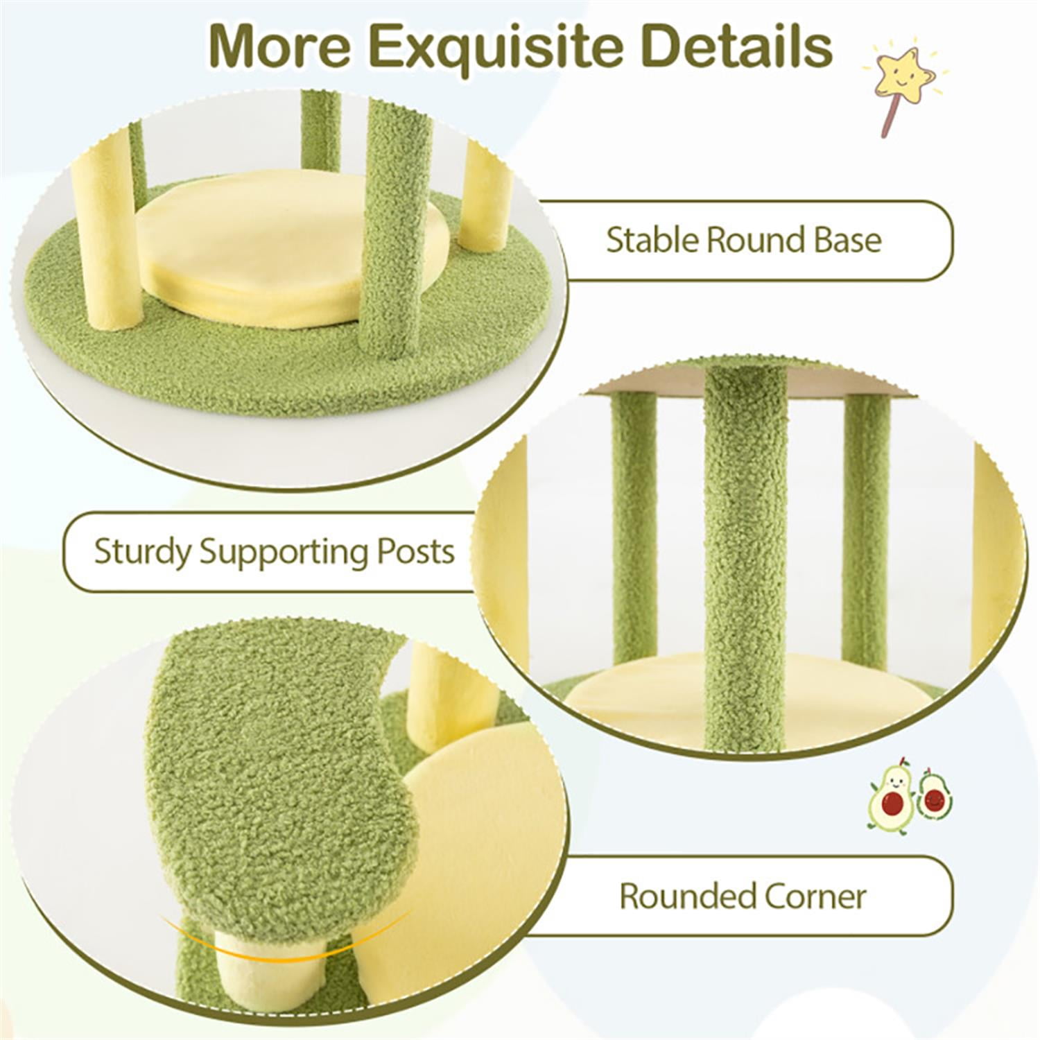 resenkos 51" Cat Tree with Toy, Cat Tower Condo for Indoor Cats with Rotatable Basket, Cozy Hammock and Sisal Scratching Posts, Green