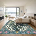 thumbnail image 3 of ODIKA 6'x9' Machine Washable Non-Slip Area Rug, Art Nouveau Teal High Traffic Rug, Blue, 1010960, 3 of 7