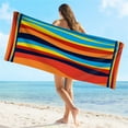 thumbnail image 2 of LACKUST Microfiber Beach Towel with Multi-Color Stripes, Quick-Dry & Foldable for Beach and Outdoor (70x150cm), 2 of 8