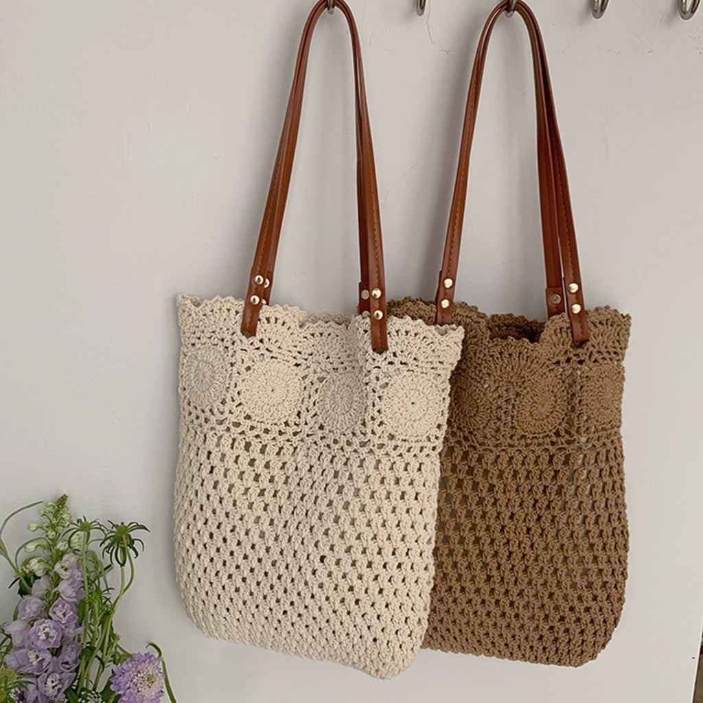 FENOHREFE Large Capacity Beach Bag for Women Shoulder Bag Handwoven Armpit Bag Trendy Handbag Crochet Armpit Bag Everyday Bag