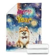 thumbnail image 2 of Happy New Year with Pomeranian Fireworks Holiday Xmas Winter 2025 Cozy Fleece Blanket Pom Dog Lover Gifts Warm Soft Throw Blanket - 00025, 2 of 5