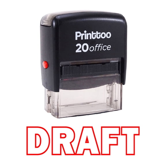 Printtoo Rubber Stamp Office Stationary DRAFT Self Inking Custom Stamp-Red