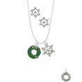thumbnail image 2 of Delight Jewelry Silvertone Green Resin Wreath with Crystals Silver tone Snowflake Charm Necklace and Stud Earrings, 2 of 4