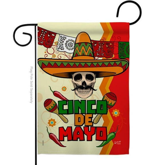 G135045-BO Calavera Cinco de Mayo Summertime 13 x 18.5 in. Double-Sided Decorative Vertical Garden Flags for House Decoration Banner Yard Gift