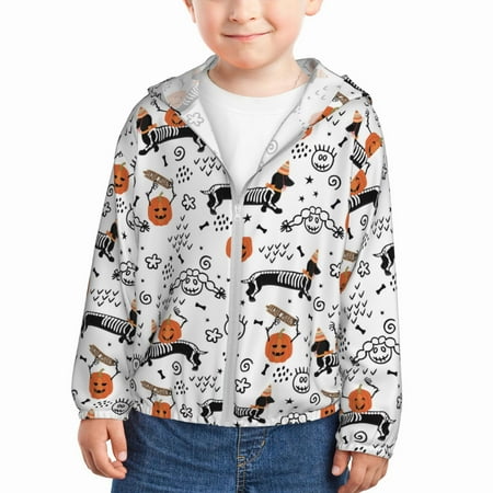 

Sun Hoodie for Kids Dachshund Dog Puppy No.1029 Long Sleeve Swim Fishing Shirts Sun Protection Zip Up Jacket Clothing Athletic Hoodie