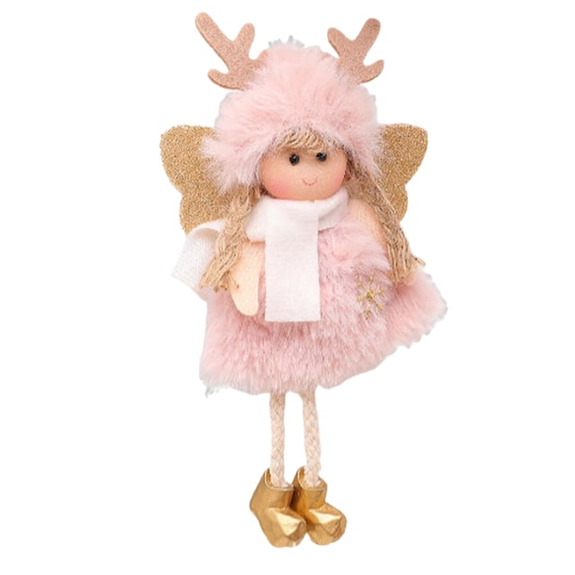 Cateissary Árbol de Navidad Muñeco de ángel Adornos navideños Muñecos de Navidad Adorno festivo Kits de decoración para fiestas Rosado