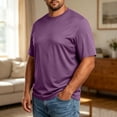 thumbnail image 6 of Big and Tall Shirts for Men Short Sleeve Crew Neck Summer Tops Stretch Casual Basic Mens T-Shirts Purple 5XL, 6 of 7