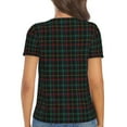 thumbnail image 5 of Zufioo Buffalo Plaid Dark Green for Women's Deep V-neck Short-sleeved T-shirt, Top with Short Sleeves - with Stainless Steel Buckle, Moisture Wicking, Ideal Home Wear-X-Large, 5 of 9