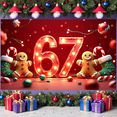 thumbnail image 6 of Lighted Numbers Christmas Banner Gingerbread Man 67th Display Christmas Tree Candy Cane Xmas Backdrop for Christmas Party 67th Birthday Celebration Holiday Gathering, 6 of 9