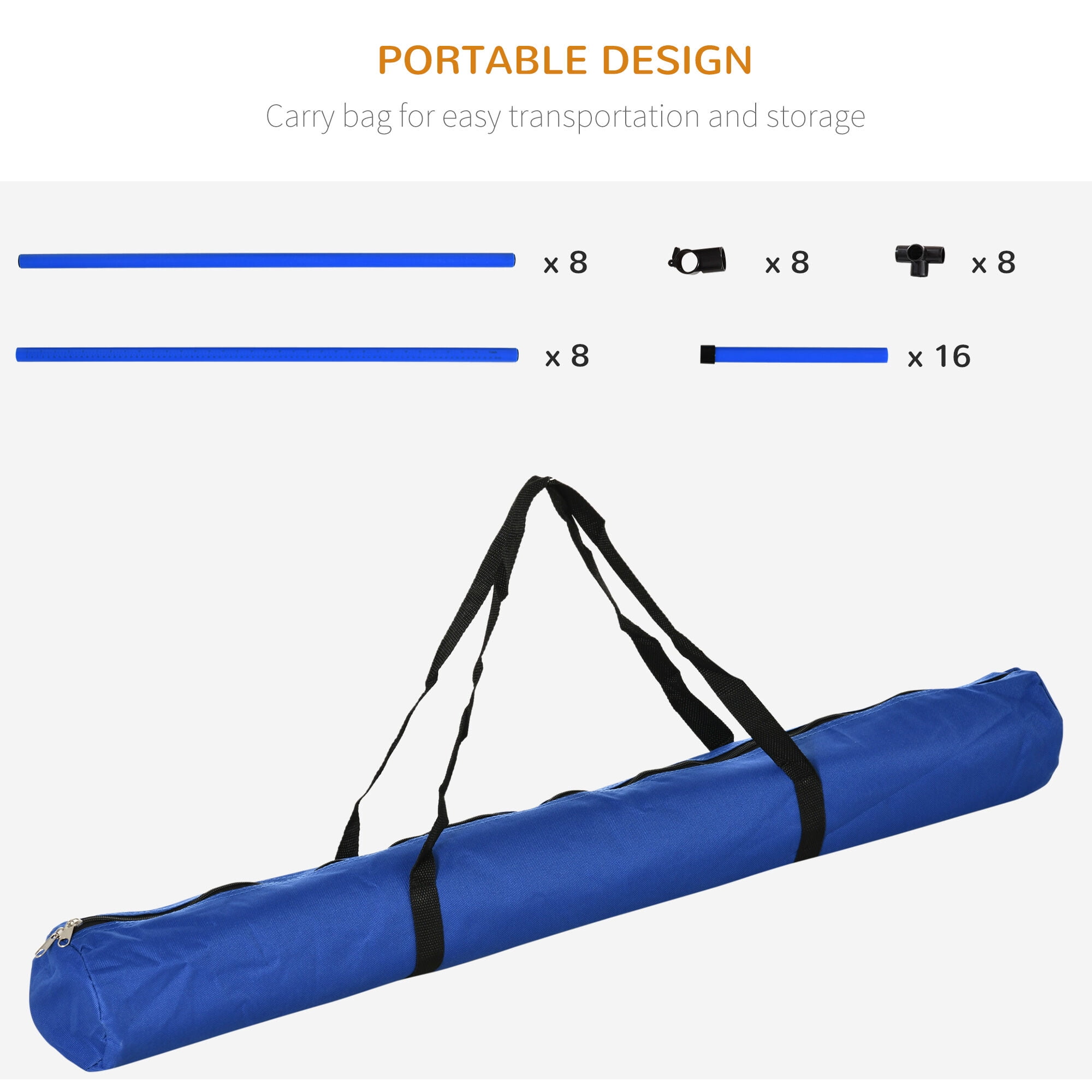 Orthopedic Dog Bed, PawHut 4 Piece Dog Agility Training Equipment for Dog Agility Course with Adjustable Height Jump Bars, Included Carry Bag, & Displacing Top Bar, Blue, Blue Dog Bed,Abs Cat Bed