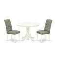 thumbnail image 2 of East West Furniture Hartland 3-piece Wood Dining Set in Linen White/Smoke, 2 of 6