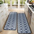 thumbnail image 4 of Kitchen Rugs Sets Of 2,Navy Blue Geometric Quatrefoil Pattern Anti Fatigue Kitchen Mat Rugs Non Slip Washable,Decorative Kitchen Floor Mats for Kitchen,Sink,Laundry,17"x47"+17"x47", 4 of 5