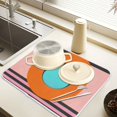 thumbnail image 2 of Yayeee Dish Drying Mat for Kitchen Counter 16" x 18" Microfiber Super Absorbent Coffee Decorative Pad, Orange Circle, 2 of 9