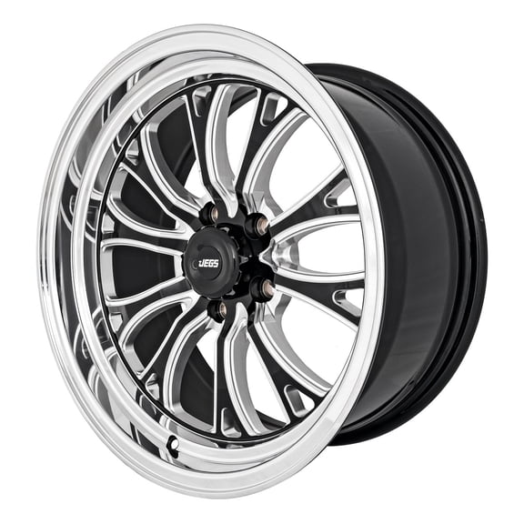 JEGS SSR Spike Wheel [Size: 17" x 8"] Polished Lip with Black Milled Spokes