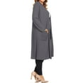 thumbnail image 2 of Moa Collection Women's Plus Size Long Sleeve Open Midi Cardigan, Female, 2 of 4