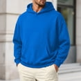 thumbnail image 2 of Men's Plain Pullover Hoodie Sweatshirt No Drawstring Fleece Sweatshirt with Front Pocket Loose Fit Long Sleeve Top, 2 of 6