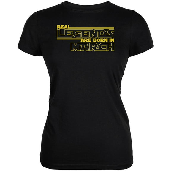 Real Legends are Born in March Juniors Soft T Shirt Black MD