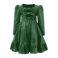 thumbnail image 6 of Nskgu Girls Long Sleeve Dress Velvet Crew Neck Bow Back Holiday Party Christmas Dresses, 6 of 7